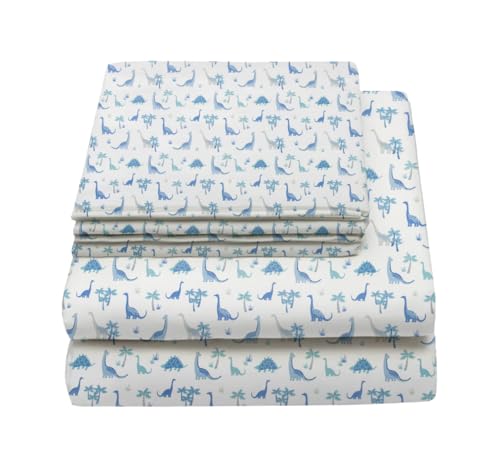 Listado de Ropa de cama infantil que puedes comprar esta semana. 43 LITTLE CELEBRITY - Juego de sábanas individuales para niños, sábana bajera, sábana superior, funda de almohada, sábanas para niños y niñas (Dino Jungle)