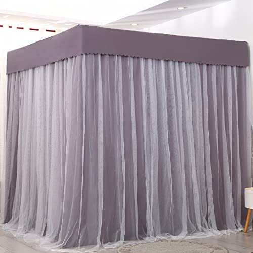 Mosquitera matrimonial de 4 postes en gris claro para camas de adultos y niños 7