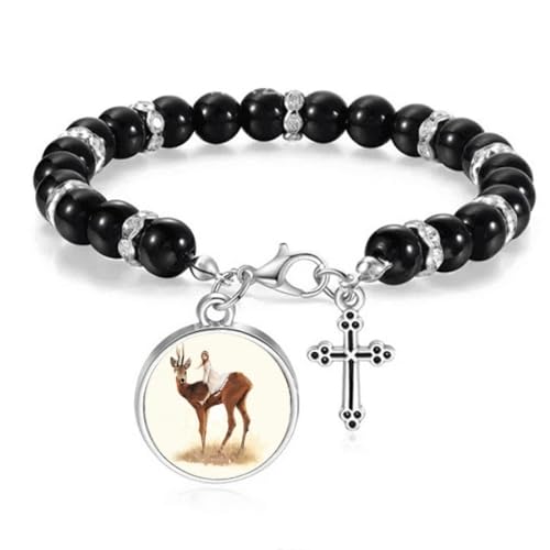 Pulsera de cuentas elástica infantil con motivo de ciervo y abalorios boho chic para niñas pequeñas