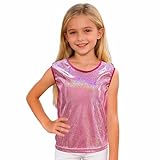 Camiseta De Baile Brillante para Niñas Sin Mangas con Un Solo Hombro Chaleco Moda Metálico para Animadoras Top De Baile Color Puro Chaleco Jazz Hip-Hop Cha-cha