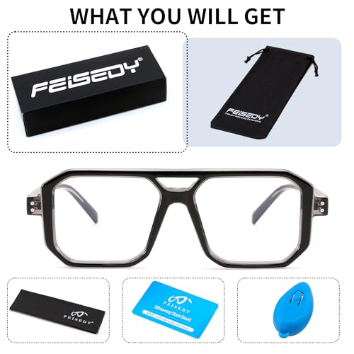 Image of FEISEDY Blue Light Blocking Glasses, Aviator Frame Computer Reading /Gaming /TV /Phones Glasses for Women Men B0165