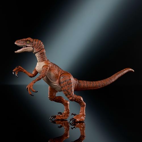 Image of Mattel Jurassic World Hammond Collection Dinosaur Action Figure Toy, Atrociraptor Tiger, Premium Movie Design Glass Eyes & 13 Points Articulation