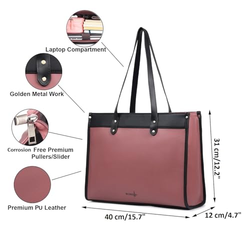 Image of K London Vegan Leather Handbag For Women-Girls | Satchel Bag for Womens | Fit Upto 15 Inch Laptop | Shoulder Bag | Ladies Purse | Tote Bag With Top Double Handle Handbag For Women