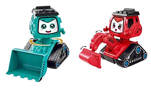 TEMSON Unbreakable Push & Go Construction Toy Bulldozer Mini Cartoon Robot Truck Toy for Kids( Set of 2)
