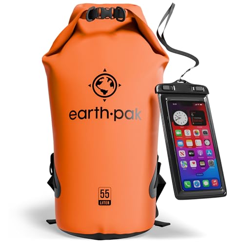 Image of Earth Pak Waterproof Dry Bag - Roll Top Waterproof Backpack Sack Keeps Gear Dry for Kayak with Waterproof Phone Case