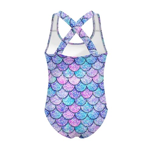 Girls One Piece Swimsuit Cross Back Butterfly Mermaid Summer Swimwear for Kids Holiday Vacation3