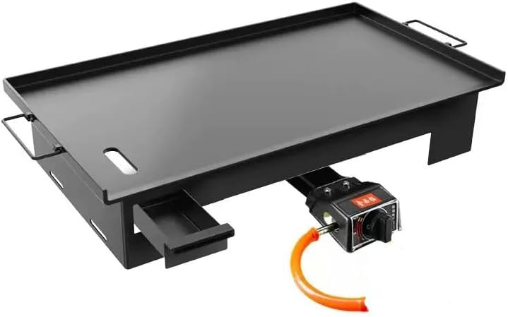 SanGin Teppanyaki Equipment, Commercial Teppanyaki Grill Pan, Even Heating, Overall Folding, Thickness 8MM, Oil Outlet, Gas Stove,60CM