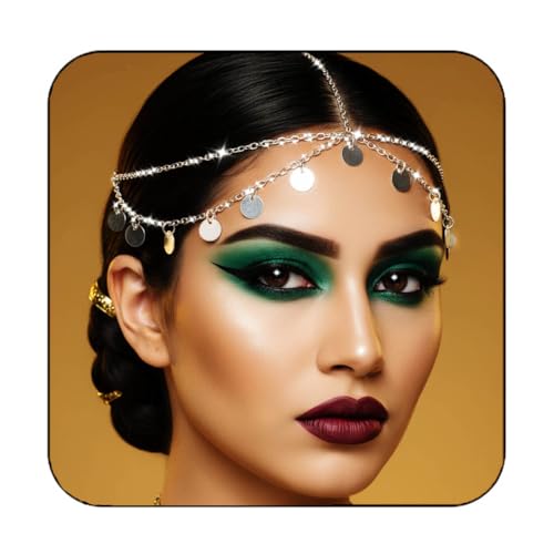 Fashband Chaîne de tête à paillettes argentées pour femme