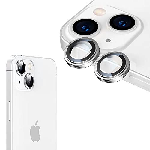 FAZHAN iPhone 13/iPhone 13 mini カメラ レンズ保護フィルム iPhone 13/iPhone 13 min カメラフィルム ガイド枠付き 9H硬度旭硝子素材 強化ガラス+アルミリング 二重保護 全面保護 衝撃吸収 防塵 落下防止 防水 高透過率iPhone 13/iPhone 13 min レンズ保護フィルム