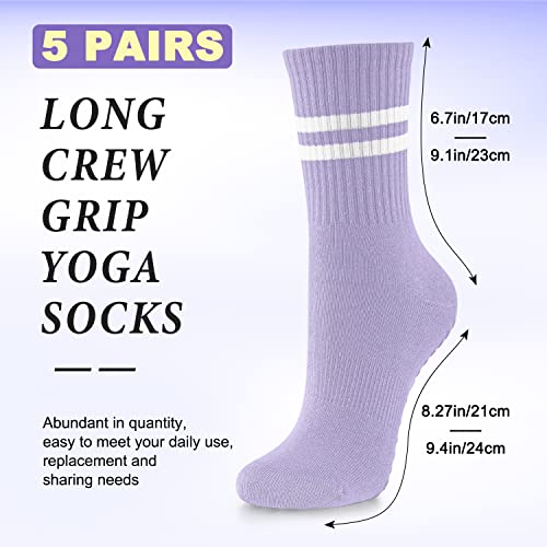 5 Pairs Grip Socks Yoga Socks With Grips For Women Non Slip, Pilates, Workout, Pure Barre, Ballet, Dance, Hospital Socks #TOP1