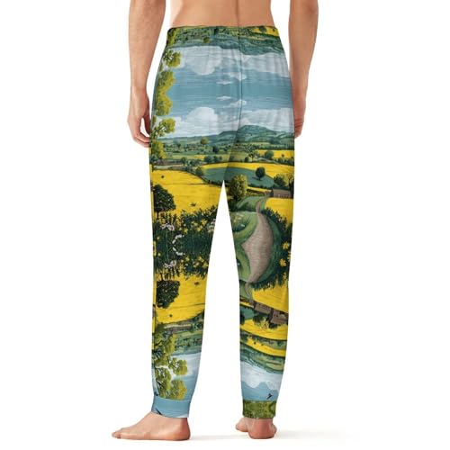 Spring Landscape In Countryside Men's Pajama Bottoms Sleep Lounge Soft Comfy Pants Sleepwear3