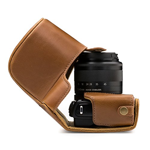 Funda para Cámara Canon EOS M100 M200 Cuero Marrón Claro miniatura 2