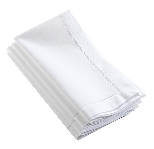 Servilletas de Tela Lino Mezcla Blanca 18x18 pulg Set x4 miniatura 1
