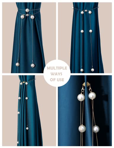 Sunvfafa 4 Pack Pearl Magnetic Curtain Tiebacks For Drapes, Elegant Tie Backs For Curtains Home Decorative, Adjustable Modern Bling Bead Drapery Holdbacks For Blackout Sheer Window Treatment (Silver) #TOP3