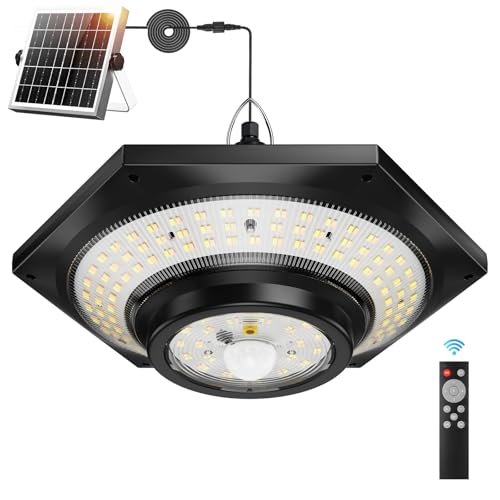 FabStyl Solar Indoor Outdoor Shed Light with 4000LM, Upgrade 228 LED Solar Pendant Light Daytime...