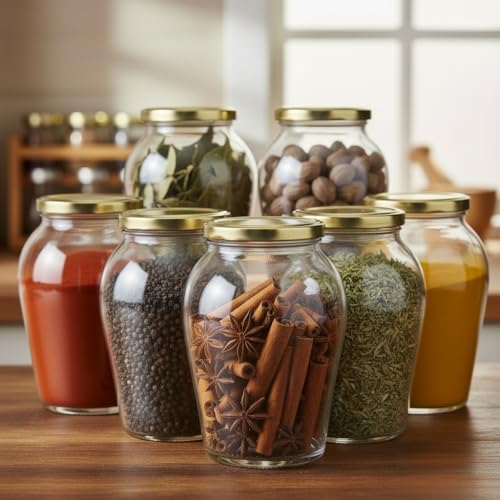 Image of ginoya brothers - Kitchen Glass Jar (5, 1000 Ml. Pot Shape Jar)