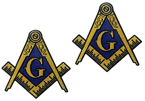 QTAOEIONG Compatible with Masonic Logo Emblem Embroidered Freemason Patch Embroidered Applique Iron On Sew On Emblem for Outdoor Sport 2 Pcs