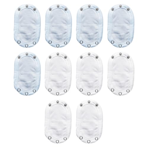 10 Piezas Alargador Body Bebe Extensor Body Bebe Suave Agradable Para Piel Con Broches Longitud Ajustable Fácil De Instalar Adapta A Bodys Y Chalecos Apto Para Hogar Salidas Viajes(Blanco Azul)