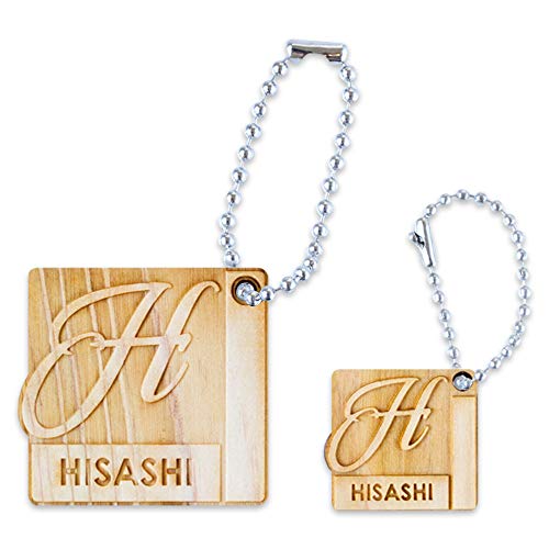 イニシャル ネームタグ ネームプレート 大小 2個セット 名札 バッグタグ 名前キーホルダー キーチャーム