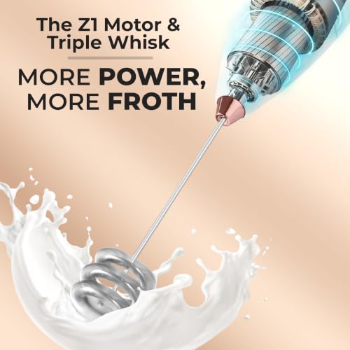 Image of Zulay Kitchen Powerful Milk Frother Wand With Duracell Batteries - Ultra Fast Handheld Drink Mixer - Electric Whisk Foam Maker for Coffee, Lattes, Cappuccino & Matcha - Triple Whisk - Black