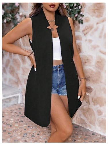 GORGLITTER Women's Plus Size Sleeveless Blazer Vest Open Front Notch V Neck Dressy Office Work Fashion Vest Tops3