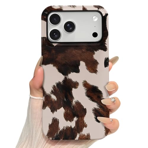 Skyseaco for iPhone 17 Pro Max Case, Treny Cow Print Phone Case Hybrid 2-Layer Hard Shell,Shockproof Soft for Girl Women Boy Men