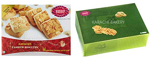 Image of Karachi Bakery Cashew Biscuits, 400g + Karachi Bakery Double Delight with Cashew and Green Pista, 400g