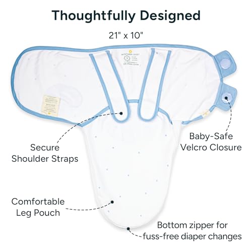 Image of NINTARABABY Swaddle Wrap for Newborns - Organic Cotton, 21 inch x 10 inch | Wake Me Not Swaddle with Baby-Safe Velcro, Ultra-Soft & Snug Sleep Sack, Breathable Swaddling Blanket, Gifts for 0-3 Months