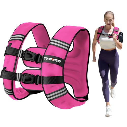 TAEVNO Weighted Vest, 20lb Weight Vest with Detachable Phone Pouch, Suitable For Women, Men, Ideal for Workouts, Strength Training, Fitness, Running, Weight Loss, Walking（Pink）
