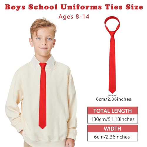 Mantieqingway Boys Tie Self Tie Solid Color Kids Ties Neckties for Graduation Uniforms Party Casual School (Age 8-14)3