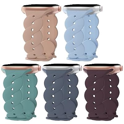 STEEZRD 5 Pack Sport Silicone Bands Compatible for Apple Watch Band 38mm 40mm 41mm 42mm 44mm 45mm 49mm, Soft Strap Replacement Adjustable Wristbands for iWatch Ultra Series 8/7/SE/6/5/4/3/2/1 Women