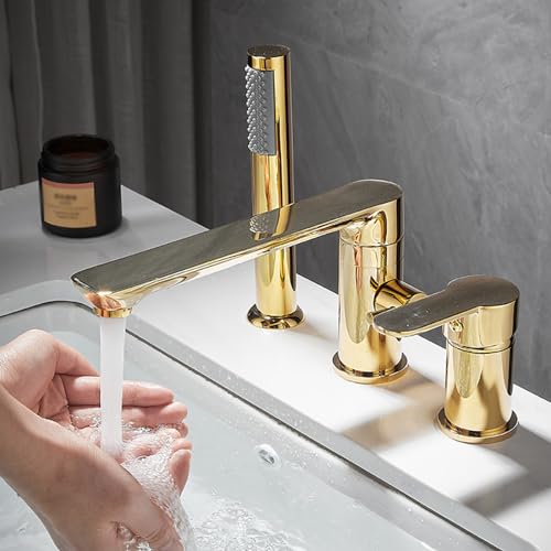Tap à trois pièces LWX or pour baignoire | Finition de prestige et laiton massif