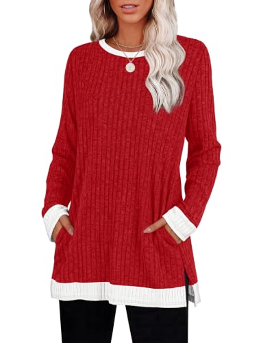 Image of Sampeel Long Sleeve Shirts for Women Tunic Sweaters Fall Fashion Outfits | Sweaters for Women, Early Fall Fashion Must Haves 2026, Long Tunic Tops, Vacation Outfits, Autumn, Plus Size Blouses