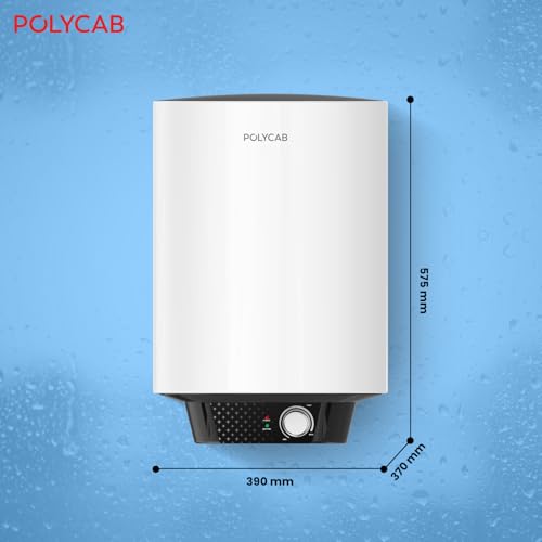Image of POLYCAB Celestia Prime 5-Star 25 Litre Water Heater (Geyser) | Free Connecting Pipe | 5-Year Tank Warranty by POLYCAB | Temperature Control Knob | Faster Heating, Shock Resistant【White】