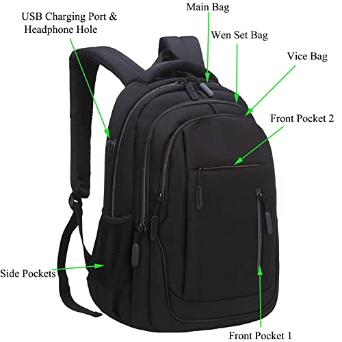 Wesoke-Laptop-Backpack-for-Men-173-Inch-Travel-Backpacks-Students-BookBag-with-Laptop-Compartment-Water-Resistant-Business-Work-Casual-Computer-Daypack-with-USB-ChargingHeadphone-Port