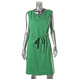 Ellen Tracy Women's Cap-Sleeve V-Neck Belted Sheath Dress