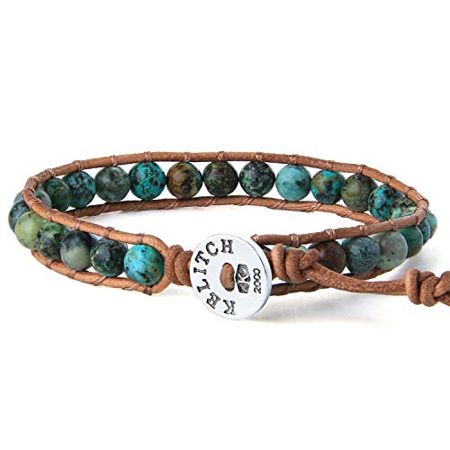 Image of KELITCH Turquoise Beaded Wrap Bracelets Bangle Handmade Charm Chain Strand Bracelet For Women