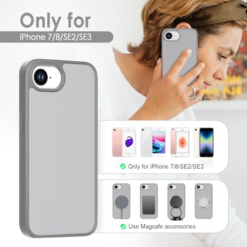 Image of TENOC Phone Case Compatible with iPhone SE (2nd 2020 and 3rd 2022 Generation) & iPhone 7 & iPhone 8, Dark Gray Case Translucent Protective Bumper Matte Hard Back Cover for 4.7 Inch