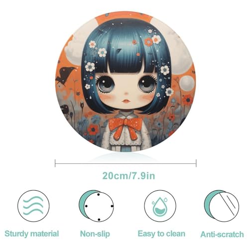 Tapis à découper rond en verre lavable pour planche à charcuterie anime