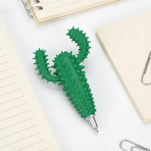 Bolígrafo de cactus en maceta verde portátil y decorativo para material escolar, pack de 3 4