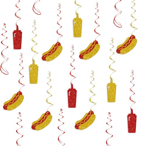 Plzaxou Hot Dog Party Decorations Hotdog Hanging Swirls Decorations Fast Food Theme Birthday Baby Shower Bachelorette Engagement Wedding Party Supplies