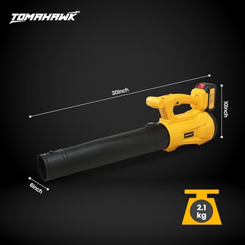 Image of TOMAHAWK TLB-40 20V Cordless Leaf Blower - Dual 3.0Ah Batteries, 6-Level Variable Speed, 125 MPH Air Speed, 450 CFM Air Volume | Lightweight Garden & Home Cleaning Blower with 2 Nozzles & Carry Bag