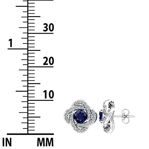 Belinda Jewelz Womens 925 Sterling Silver Cute Love Knot Sparkling Gemstone Push Back Stud Earrings Hanging Pendant Necklace Beautiful Fine Jewelry Accessory Set, 1.65 Carat Created Blue Sapphire #TOP4