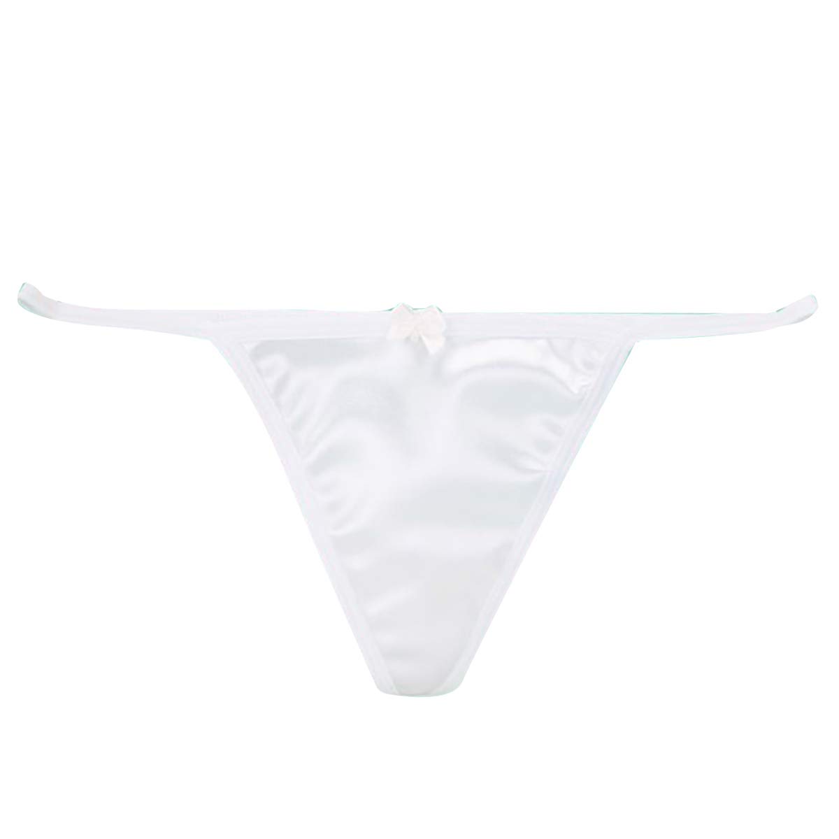 ACSUSS Womens Lingerie Shiny Silky Low Rise T-Back G-String Thongs Bikini Briefs Underwear