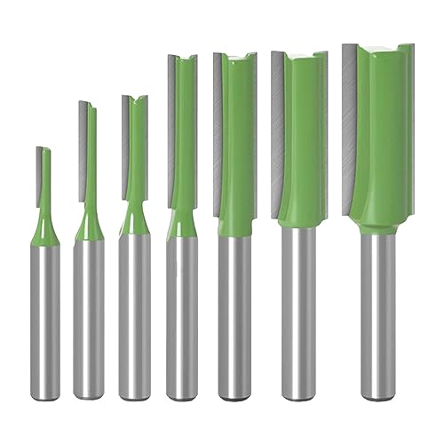 thirei 7 Piezas Fresa para Router, 6 mm Brocas Recta, Aleación, para Cortar Madera, Bricolaje
