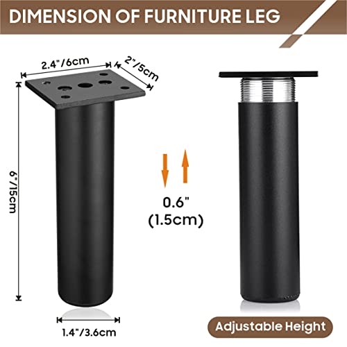 MixDora 4Pcs Adjustable Furniture Legs Black Metal Sofa feet Aluminum Alloy Couch Legs Wardrobe Foot Bed Feet Furniture Replacement Legs - Image 4