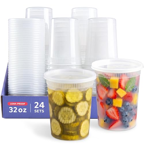 GUSTO 32 oz. Plastic Deli Containers with Lids