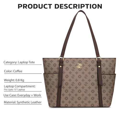 Image of Lavie Signature Women's Harisburg Monogram Tote Laptop Bag | Tote Laptop Bag for Work | Ladies Purse | Stylish Shoulder Bag | Gift for Women