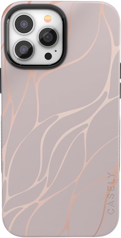 Casely iPhone 13 Pro Max Case | Midnight Ride | Pink and Gold Metallic Waves | Compatible with MagSafe | Bold Protective Design