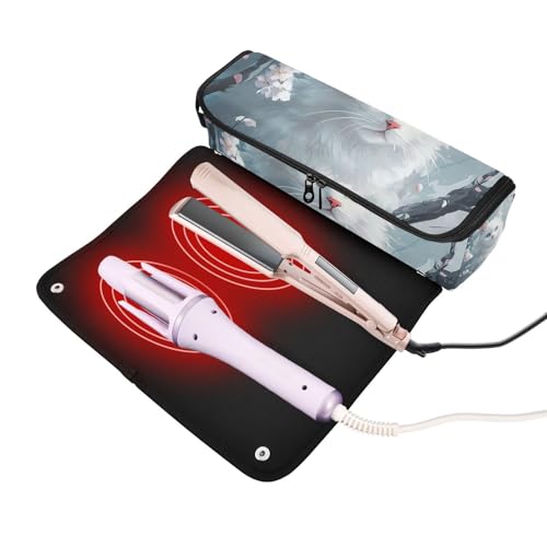 Bolsa de viaje para herramientas de cabello y tapete resistente al calor con cierre, gran capacidad, organizador para herramientas calientes como planchas, rizadores y estilizadores - Diseño 2 en 1 con tapete resistente al calor desmontable miniatura 2